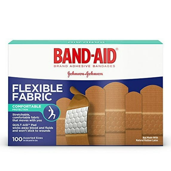 BANDAID Flexible Fabric Adhesive Bandages Assorted 100 Each by BandAid (Pack of 12)