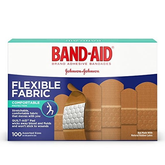 BANDAID Flexible Fabric Adhesive Bandages Assorted 100 Each by BandAid (Pack of 4)