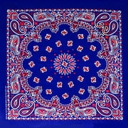 BANDANA Bandanas Western Style Pearl Stitched 100% Cotton Bandana Paisley Red & White on Navy