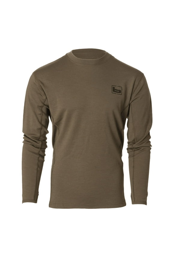 Men's Base Merino Wool Crew LS Top, Color: Chocolate, Size: 2XL