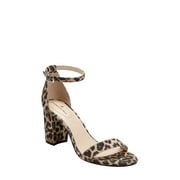 BANDOLINO Womens Beige Leopard Print Ankle Strap Padded Armory Round Toe Block Heel Buckle Dress Sandals Shoes 6 M