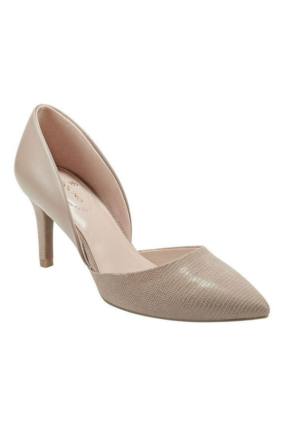 Womens Beige Mixed Media D Orsay Padded Grenow Pointy Toe Stiletto Slip On Dress Pumps Shoes 6 M