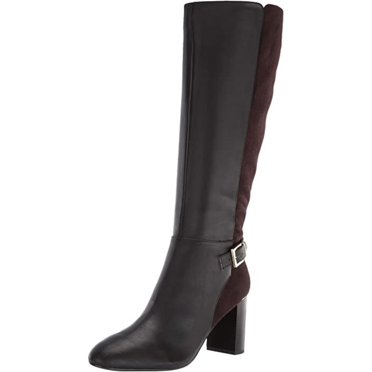 NATURALIZER Womens Brown Buckle And Strap Detail Non-Slip Padded Ronan Almond Toe Block Heel Zip-Up Leather Booties W