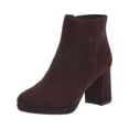 thumbnail image 1 of BANDOLINO Womens Brown Padded Colleen Almond Toe Block Heel Zip-Up Booties 8 M, 1 of 1