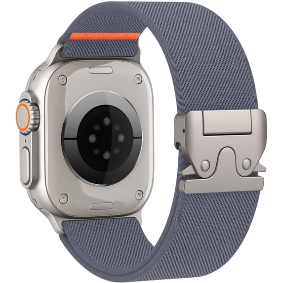 BANDOVA Blue Gray Rugged Nylon Apple Watch Ultra Band , 26mm Wide Parachute Clasp Sport Strap for Men 42/44/45/46/49mm