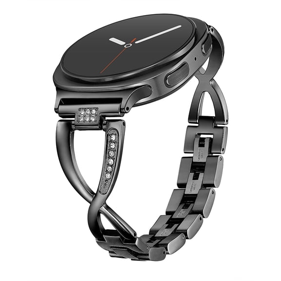 BANDOVA Chic Metal Dressy Band with Sparkly Rhinestones, Stainless Steel Replacement Bracelet Compatible with Samsung Galaxy Watch 9/8, Black
