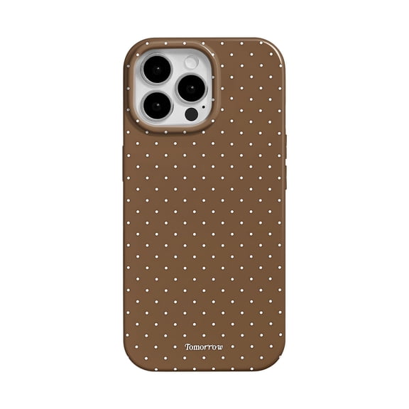 BANDOVA Cute Polka Dot Case Compatible with iPhone 15 Pro, Slim Glossy TPU Aesthetic Cover for Women & Girls, Brown