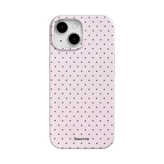 BANDOVA Cute Polka Dot Case Compatible with iPhone 15, Slim Glossy TPU Aesthetic Cover for Women & Girls, Pink Black