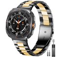 thumbnail image 1 of BANDOVA No Gap Stainless Steel Metal Band Compatible with Samsung Galaxy Watch Ultra 2 / 1 (47mm), Business Replacement Strap for Women Men, BlackGold, 1 of 7