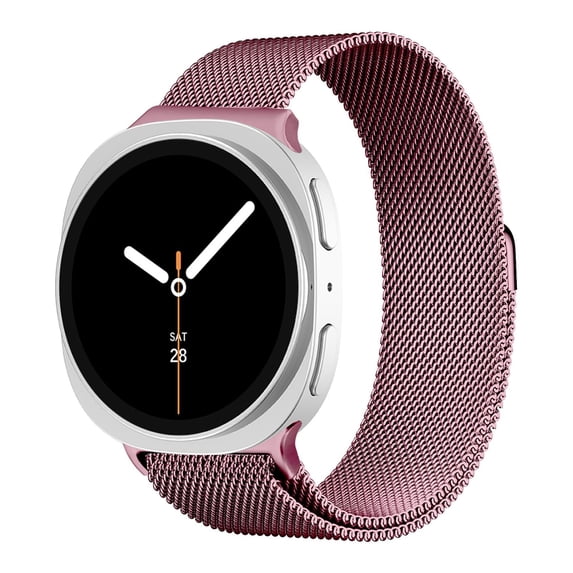 BANDOVA Magnetic Metal Mesh Band Compatible with Samsung Galaxy Watch 9 / 8 (40mm 44mm) & 8 Classic (46mm), Breathable Stainless Steel Strap, Rose Pink