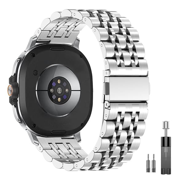 BANDOVA No Gap Stainless Steel Band for Samsung Galaxy Watch 8 & 8 Classic, Men's Metal Link Strap, Silver