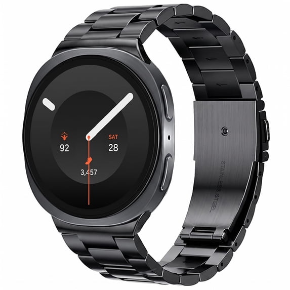 BANDOVA No Gap Stainless Steel Metal Band Compatible with Samsung Galaxy Watch 9 / 8 (40mm 44mm) & 8 Classic (46mm), Business Strap,Black