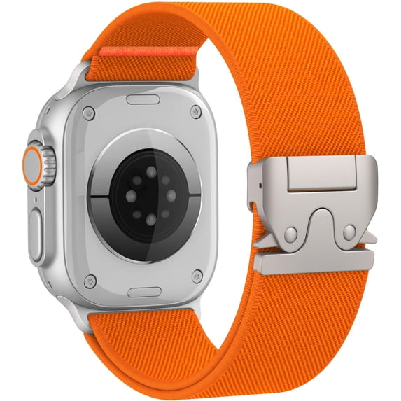 BANDOVA Orange Rugged Nylon Apple Watch Ultra Band , 26mm Wide Parachute Clasp Sport Strap for Men 42/44/45/46/49mm