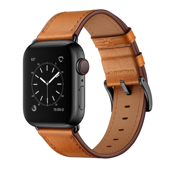 BANDOVA Premium Leather Band Compatible with Apple Watch 44/45/46/49/42mm(Series 3/2/1), Classic Business Replacement Strap for Women Men, LightBrown