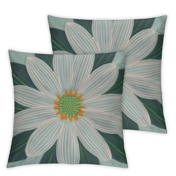 BANET 2 Pack Pillow Covers Green White Floral Throw Pillow Covers Outdoor Spring Summer Farmhouse Decorations Cushion Case Double Sided 12x12in