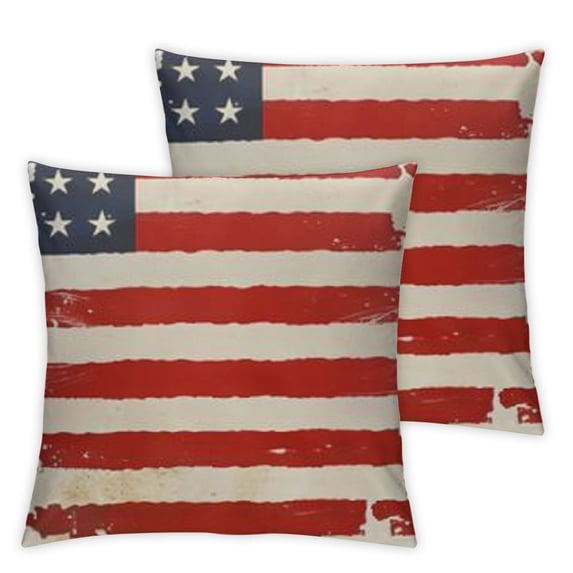 BANET 2 Pack Waterproof Outdoor Pillow Covers Vintage Red Stripes Throw Pillow Cases Patriotic Farmhouse Decorations Cushion Cover Double Sided 20x20in