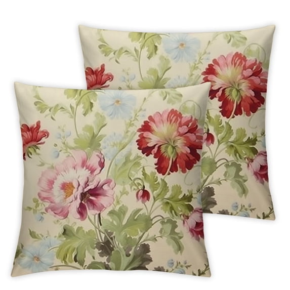 BANET 2-Piece Pillowcase Set, Floral Print, Pink, Beige 18x18in