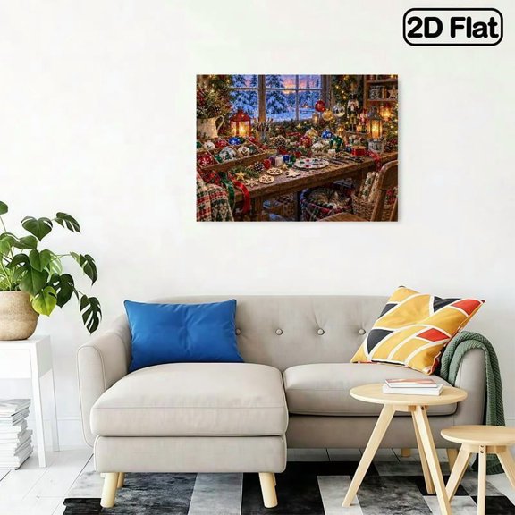 BANET 500 Piece Jigsaw Puzzle for Adults, Cozy Winter Holiday Craft Workshop, Hand Painted Ornaments Pinecones Ribbons Lanterns Craft Supplies and Sleeping Cat, 20.4*14.9in