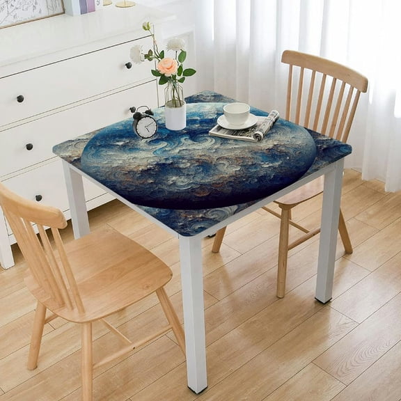 BANET Abstract Art Square Tablecloth Modern Composition Brush Marks Table Cloth for Wedding/Banquet/Restaurant/Parties Waterproof Table Cover for Square Tables Turquoise Grey White