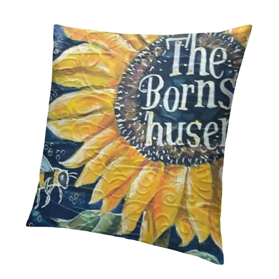 BANET Abstract Cartoon Flower , Decorative Cushion Cover (Twill Colour) White