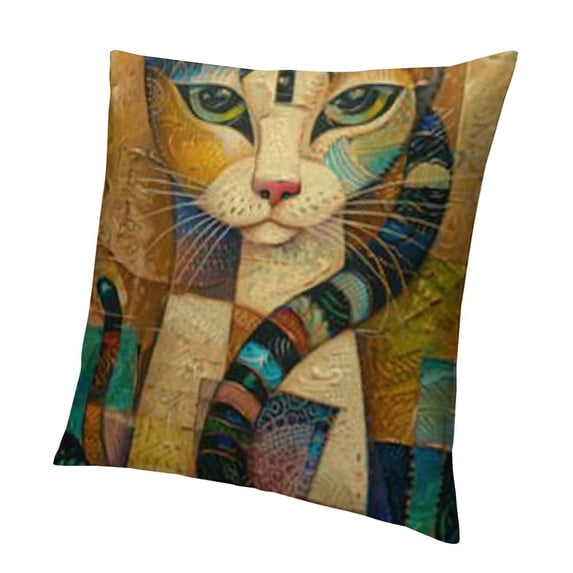 BANET Abstract Cat Throw Pillow Case, Gifts for Cat Lover, Funny Cat Pillow, Children Room Decoration, Cat Owners Gifts, Cat Theme Room Decor, Cushion Cover for Sofa Couch Bed 20x20in
