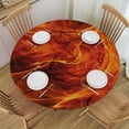 thumbnail image 1 of BANET Abstract Round Fitted Tablecloth with Elastic Edge, Fire and Flames Design Print Polyester Table Pad, Fits Round Table for Dining Banquet, Orange 42"-46, 1 of 8