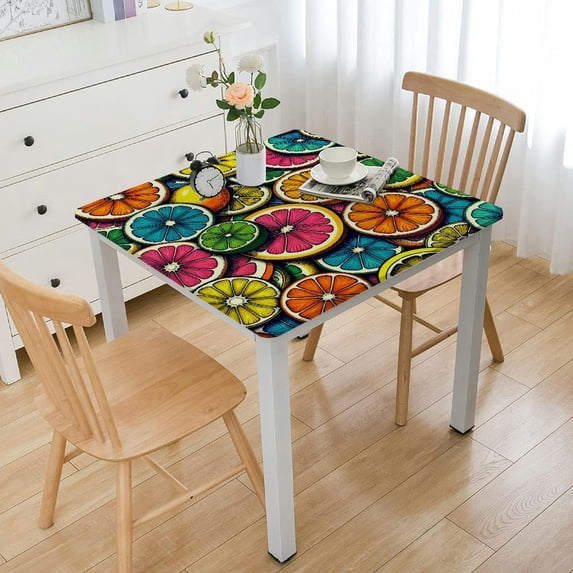 BANET Abstract Tablecloth, Colorful Slices of Orange Tropical Fruit Rainbow Color Fun Design, Dining Room Kitchen Rectangular Table Cover White