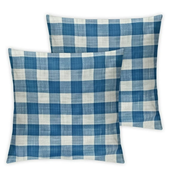 BANET Abstract Throw Pillow Cover Set of 2, Picnic Table Style Simplistic Bands Kitchen Overlapping Motif, Decorative Square Covers for Couch Bed & Sofa, Violet Blue White 18x18in