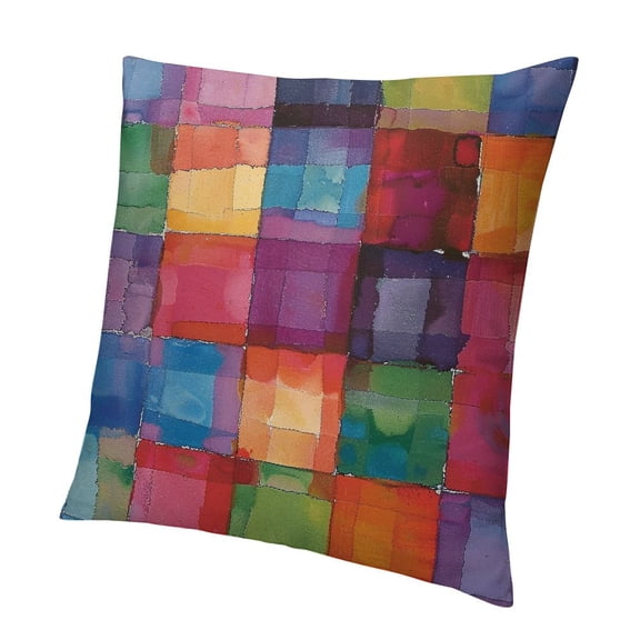 BANET  Abstract Throw Pillow Cushion Cover, Rainbow Colored Geometric Square Shaped Blurry Effects Watercolor Design, Decorative Square Accent Pillow Case 12x12in