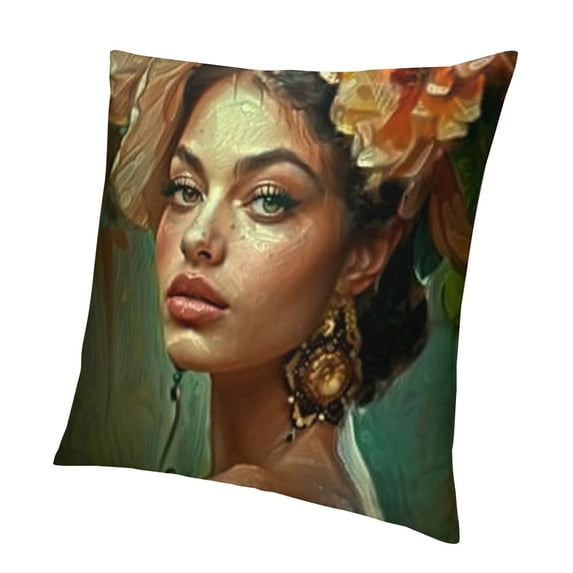 BANET African Woman Throw Pillow Covers Decorative Black Girl Portrait Pillowcases Colorful Throw Cushion Case for Couch Sofa Bed Car Living Room 24x24in