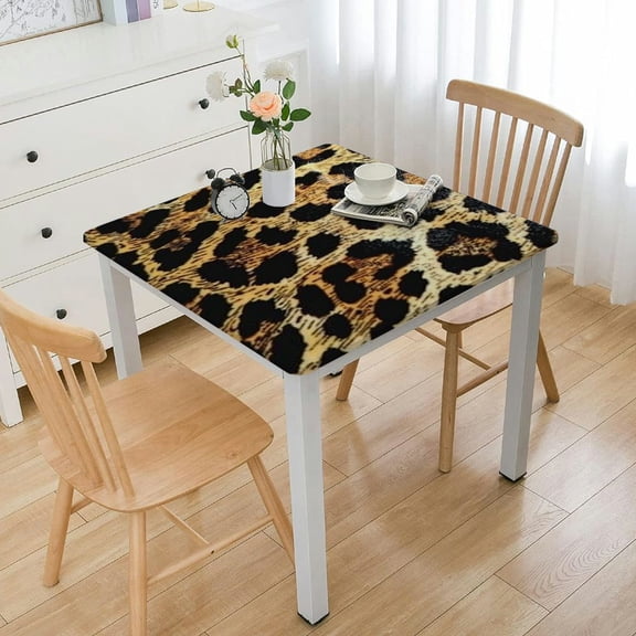 BANET  Animal Leopard Skin Print Rectangle Table Cloth Stain and Wrinkle Resistant Spillproof Tablecloth Waterproof Vinyl Woven Decorative Table Cover for Dining Table  white
