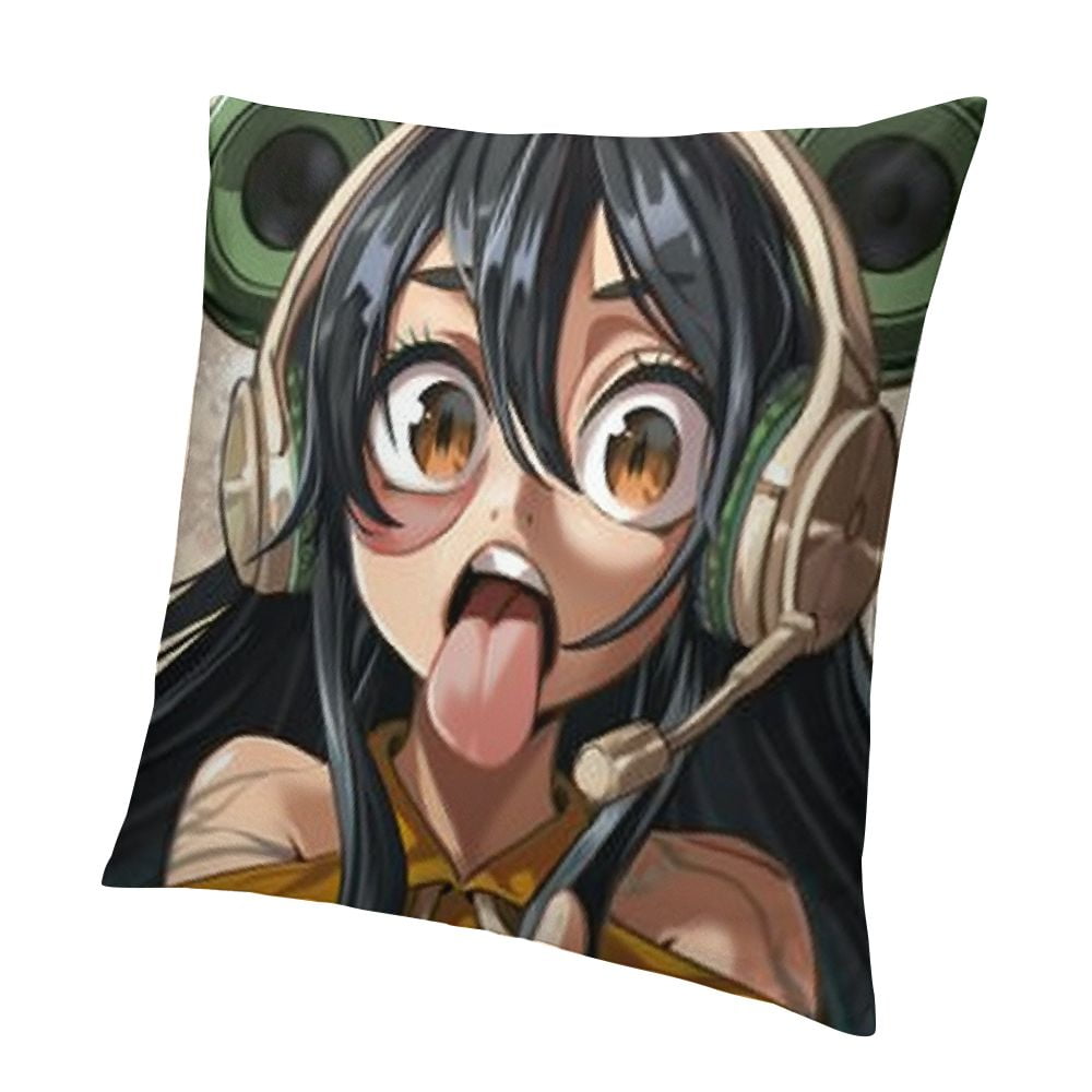 BANET Anime Body Pillow Asui Tsuyu Body Pillow Anime Double Sided Printed Pillow Cover Short Plush Cushion Cover Pillow 24x24in