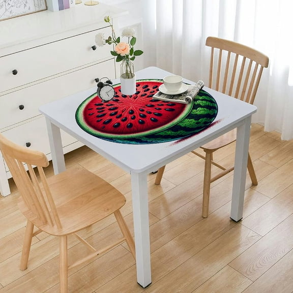 BANET AnyDesign Watermelon Print Tablecloth Fruit Theme Reusable Fabric Table Cloth Red Green Summer Rectangle Table Cover for Holiday Picnic Party Supplies Dinner Table Decor White