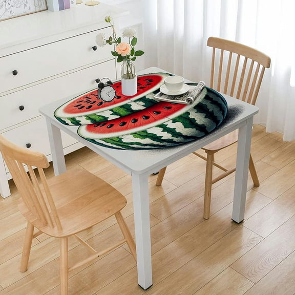 BANET AnyDesign Watermelon Print Tablecloth Fruit Theme Reusable Fabric Table Cloth Red Green Summer Rectangle Table Cover for Holiday Picnic Party Supplies Dinner Table Decor White