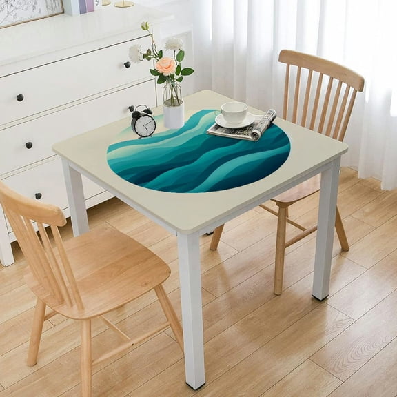 BANET Aqua Tablecloth Rectangle Seafoam Lake Blue Durable Table Covers for Dining, Birthday, Wedding, Picnic, Event and Outdoor Use White