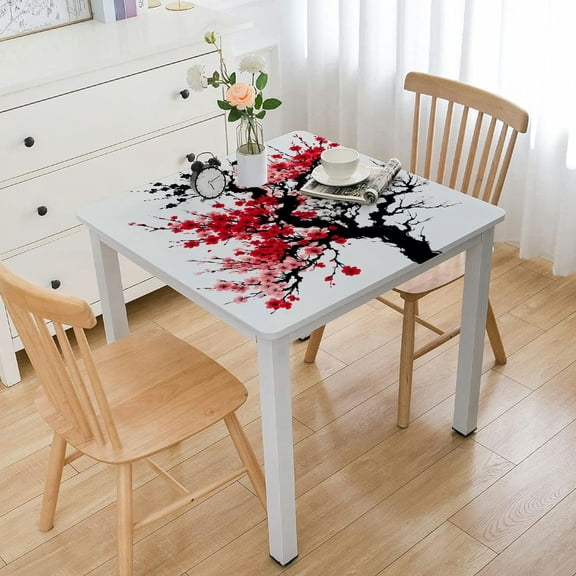 BANET  Asian Tablecloth, Plum Tree Blossoms Japanese Spring Traditional Festival Seasonal Celebration Print, Dining Room Kitchen Rectangular Table Cover