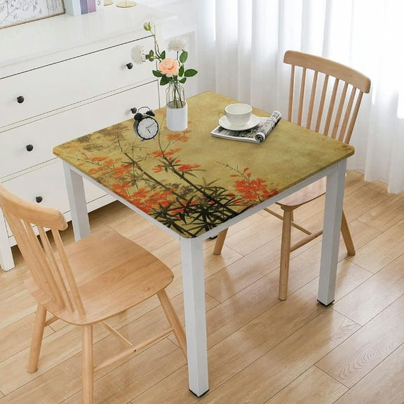 BANET Asian Themed Tablecloth, Blooming Flower Grunge Background Forest Branch, Rectangular Table Cover for Dining Room Kitchen Decor White