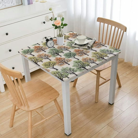 BANET Autumn Pattern Square Tablecloth,Stain Wrinkle Resistant Reusable Washable Print,for Kitchen Camping Birthday Dining Dinner Outdoor(Multicolor)  white