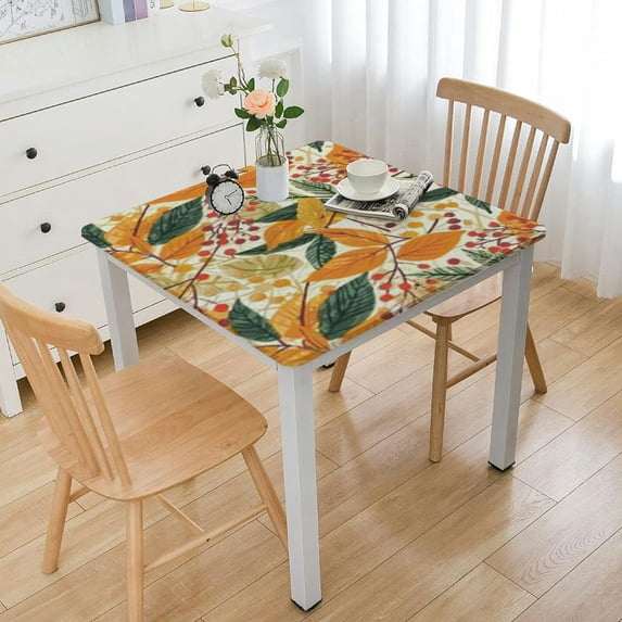 BANET Autumn Pattern Square Tablecloth,Stain Wrinkle Resistant Reusable Washable Print,for Kitchen Camping Birthday Dining Dinner Outdoor white