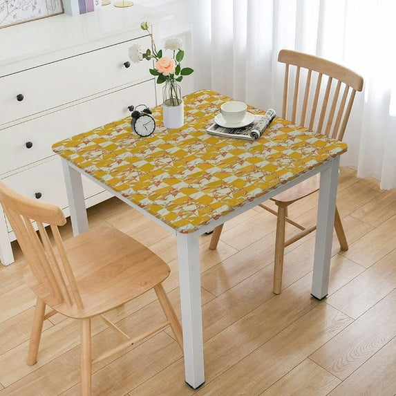 BANET Autumn Pattern Square Tablecloth,Stain Wrinkle Resistant Reusable Washable Print,for Kitchen Camping Birthday Dining Dinner Outdoor white