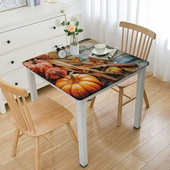 BANET Autumn Pumpkin Pattern Square Tablecloth,Stain Wrinkle Resistant Reusable Washable Print Square Table Cloths,for Kitchen Indoor Outdoor Events Party Decor (Multicolor) white