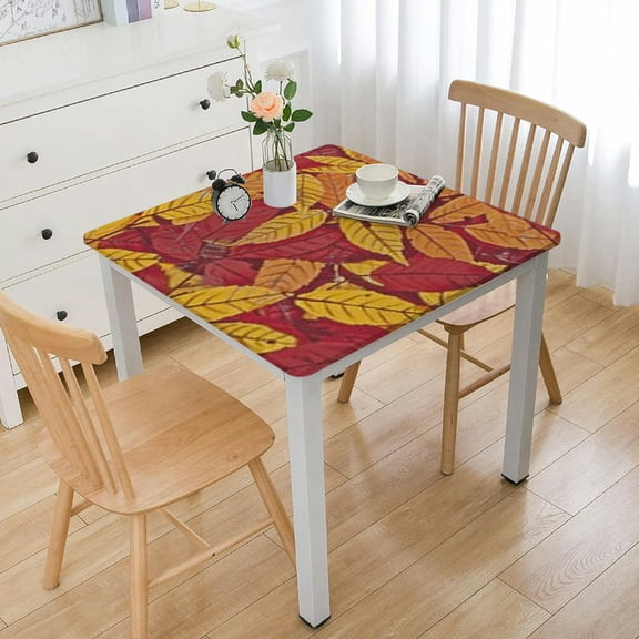 BANET Autumn Square Tablecloth,Stain Wrinkle Resistant Washable Print,for Kitchen Indoor Outdoor Events Party Decor white