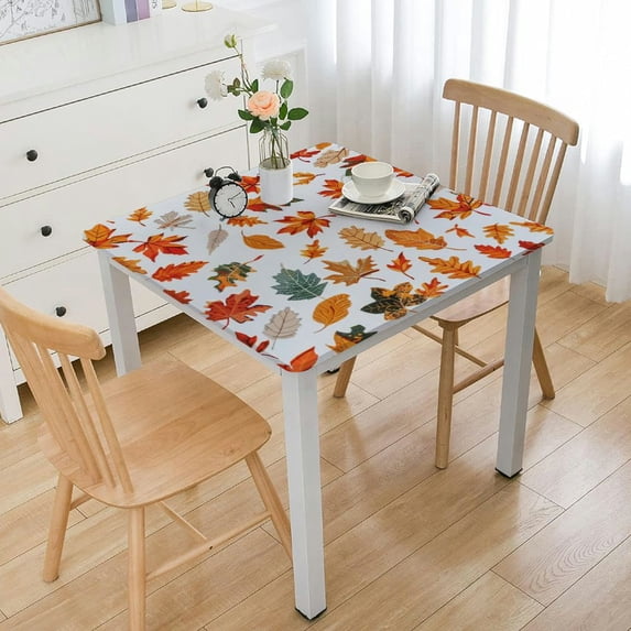 BANET Autumn Square Tablecloth Washable Polyester Table Cloth for Square Tables Waterproof Wrinkle Free Stain Resistant Table Cover for Kitchen Dining Room white