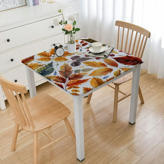 BANET Autumn Square Tablecloth Washable Polyester Table Cloth for Square Tables Waterproof Wrinkle Free Stain Resistant Table Cover for Kitchen Dining Room white