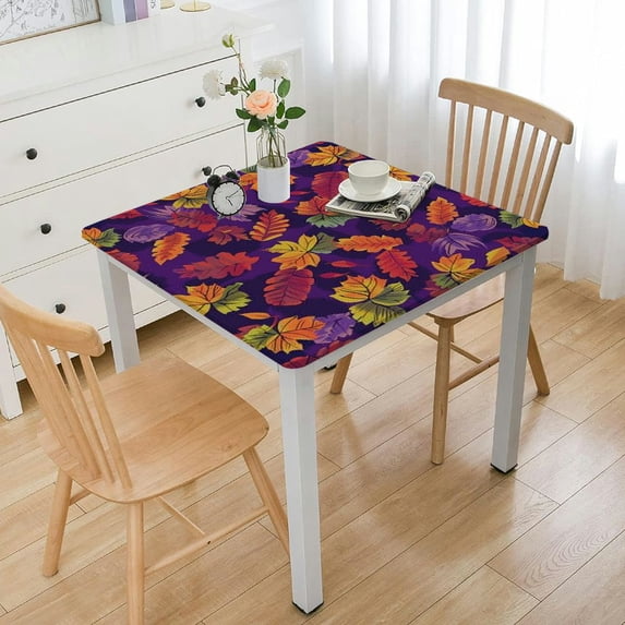 BANET Autumn Theme Square Tablecloth,Stain Wrinkle Resistant Reusable Washable Print Square tablecloths,for Family Kitchen Gatherings Dining Dinner Decor(Eggplant Multicolor) white