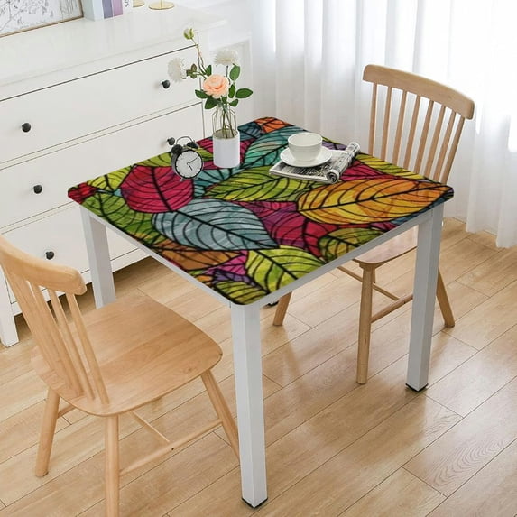 BANET Autumn Theme Square Tablecloth,Stain Wrinkle Resistant Reusable Washable Print,for Kitchen Party Wedding white