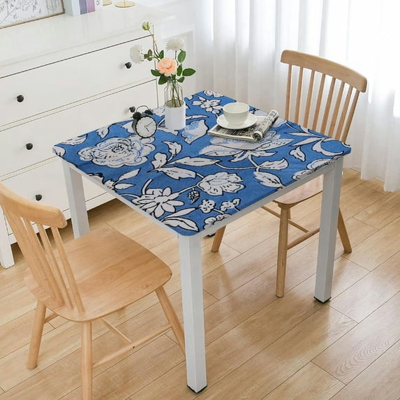 BANET Azora Square Summer Tablecloth, Block Print Floral Table Cloth for Dining, Outdoors, Parties, Weddings I Grand Millenial Decor white