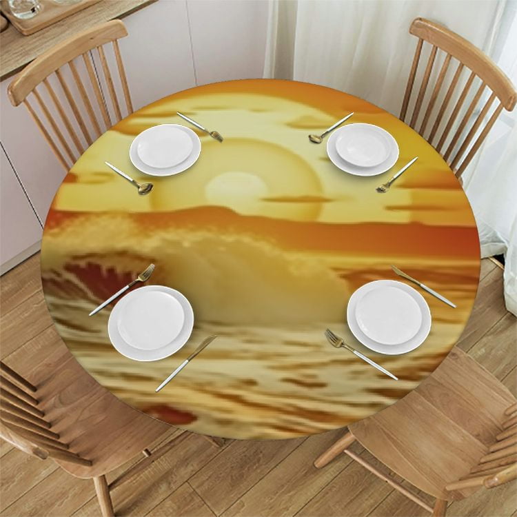 3D Beach Sunset Clouds 605 Tablecloths