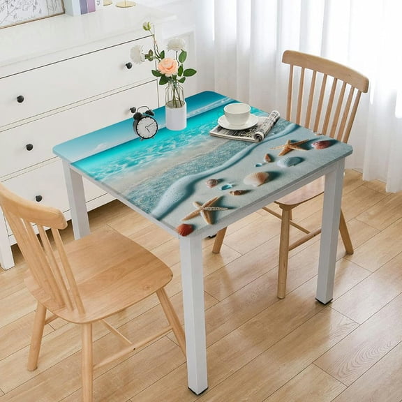BANET Beach Theme Tablecloth Coastal Holiday Print Decorative Table Cloth with Dust-Proof for Kitchen Dining Part