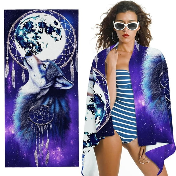BANET Beach Towel, Cool Dream Catcher Bath Towel Gifts for Boys Kids, Funny Blue Purple Galaxy  Quick Dry Travel Towels for Mens Pool Sports 30x60in